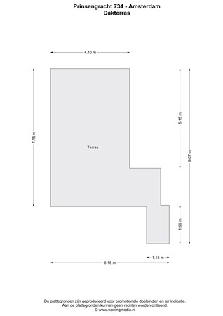 Plattegrond - Prinsengracht 734E, 1017 LC Amsterdam - Prinsengracht 734 - Amsterdam - Dakterras - 2D.jpg